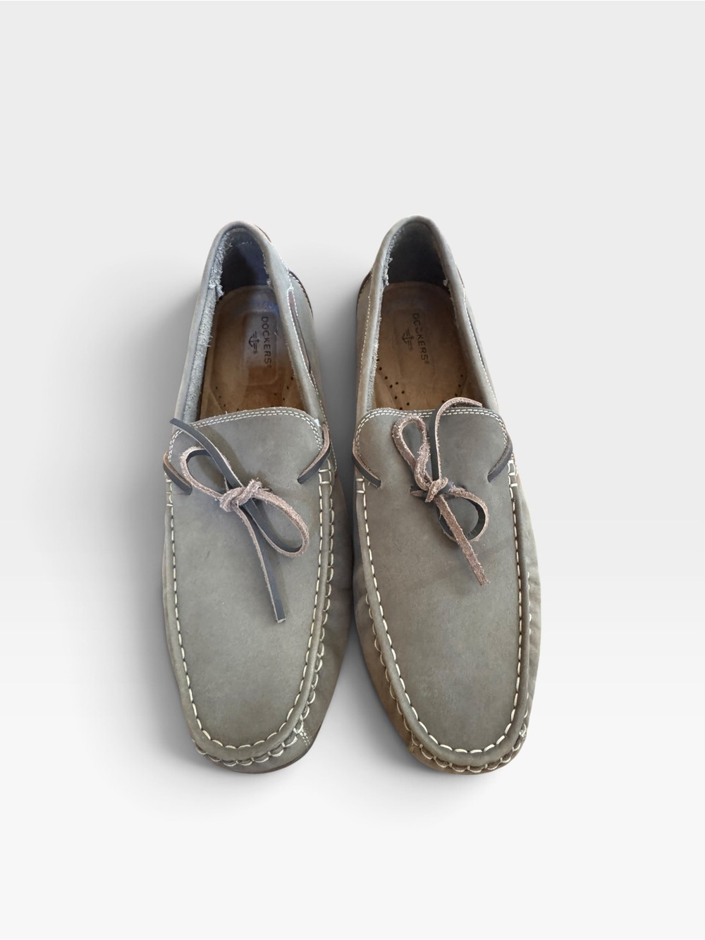 Dockers Memory Foam Men's Olive Gray Suede Moc Toe Boat Shoes